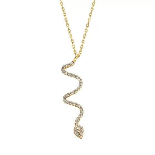 Collier serpent en argent plaque or femme
