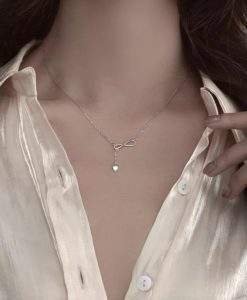 collier court infini argent femme