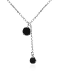 collier geometrique noir en argent 925