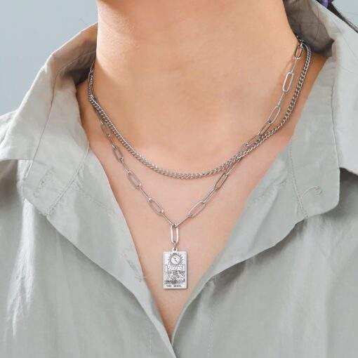 Collier multirang- Carte de tarot- L Arcane sans nom