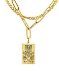 collier grosse maille carte de tarot - Le chariot