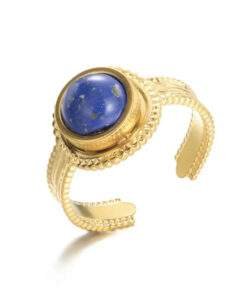 Bague ajustable avec pierre bleue