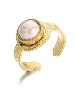 Bague ajustable avec pierre en plaque or