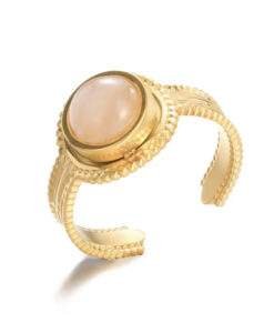 Bague ajustable avec pierre rose