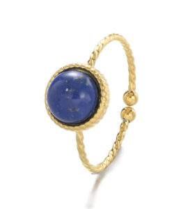 Bague fine ouverte pierre bleue