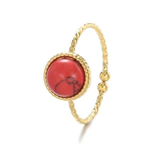 Bague fine ouverte pierre