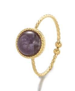 Bague fine ouverte pierre violette