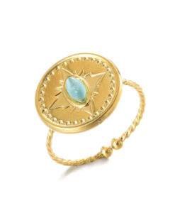 Bague ronde avec pierre turquoise