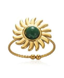 Bague soleil plaque or