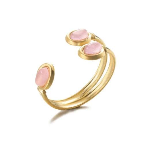 Bague triple pierre rose