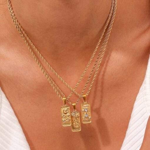 Collier carte tarot acier- L etoile