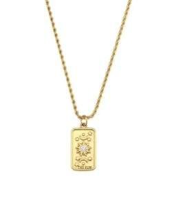 Collier carte tarot acier- Le Soleil