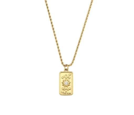 Collier carte tarot acier- Le Soleil