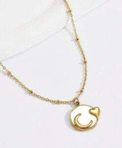 Collier tendance 2024- Medaille coeur et lune