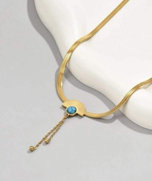 collier tendance 2024- boheme pierre turquoise